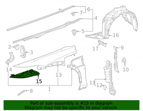 Front left wing bracket for Lexus RZ 23-26, lower