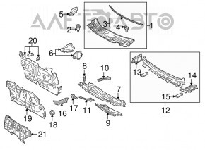 Right wiper grille plug Toyota Prius V 12-17