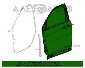 Jeep Compass 17-26 keyless front right door assembly, silver PSC