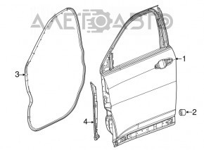 Jeep Compass 17-26 keyless front right door assembly, silver PSC