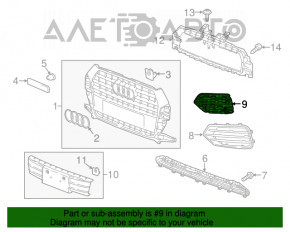 Right front bumper grille for Audi Q3 19-23 S-line, matte black