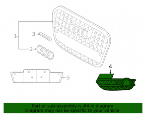 Front bumper grille left Audi Q3 8U 16-17 for solid bumper for fog lights