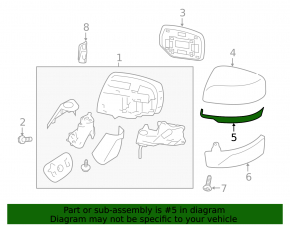 Right side mirror cover for Subaru Ascent 19-23, lower, under the turn signal
