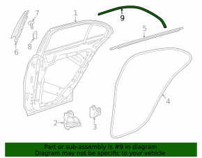 Upper rear right door molding Mercedes C-class W205 15-21 chrome