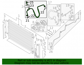 Air conditioning hose compressor-heater Ford Mustang mk6 15-17 3.7
