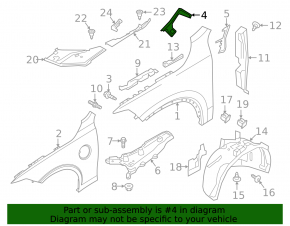 Upper Front Right Wing Mount Volvo V90 17-22 USA