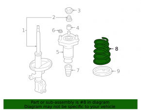 Rear left spring for Lexus RX400h 06-07, green and gray stiffness