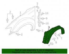 Front left fender liner for Mitsubishi Outlander 2007-2013