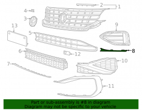 Front bumper trim right VW Passat 20-22