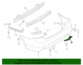 Rear bumper plug for exhaust rear right Subaru Legacy 15-17 prerest