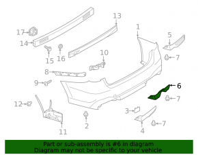 Right rear bumper cap for Subaru Legacy 20-25