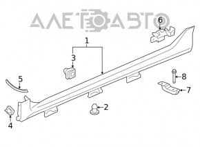Left side sill for Honda Insight 19-22 blue B-593M, worn