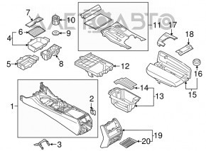 Set of center console trims for BMW 5 G30 17-23, walnut root wood, scratches, swollen chrome