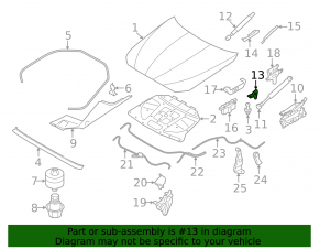 Right hood shock absorber bracket BMW 5 F10 11-16