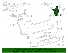 Right rear bumper protection for Toyota Prius 23-26, upper