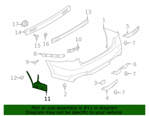 Left rear bumper mudguard for Subaru Legacy 20-25