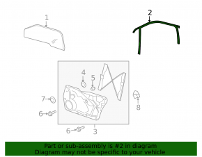Upper door molding, front right, VW Tiguan 09-18, matte, with glass seal