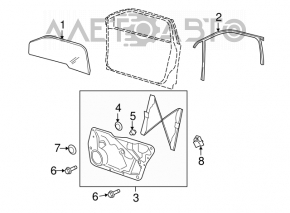 Upper door molding, front right, VW Tiguan 09-18, matte, with glass seal