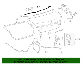 Left trunk lid hinge torsion bar Toyota Camry v55 15-17 usa, under spoiler
