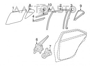 Door glass triangle rear right Lexus CT200h 11-17 tinted