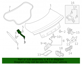 Left trunk lid hinge for a Ford Mustang mk6 15 convertible