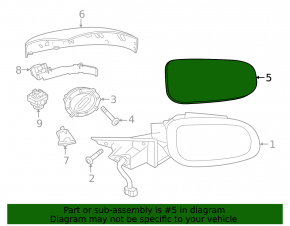 Left mirror element for Jaguar F-Pace X761 17-23, heated, auto-dimming