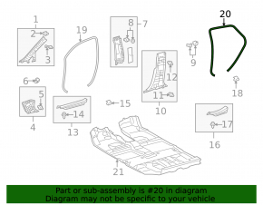 Door seal rear left Lexus RX350 RX450h 10-15