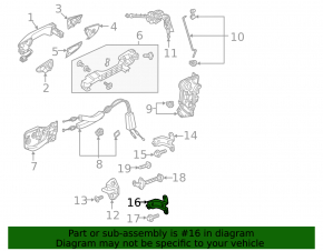 Lower rear right door hinge for a 19-25 Honda Passport