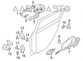 Nissan Leaf 11-12 rear left door handle mechanism