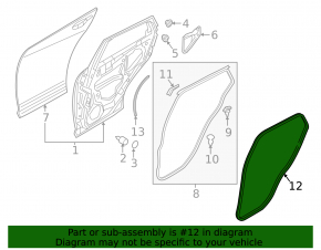Rear right door seal for Mazda CX-3 16-21