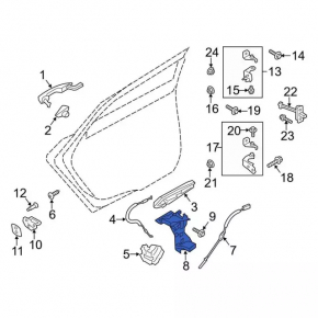 Rear left door glass guide Ford Fusion mk5 13-20 type 2