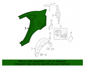 Rear wing sunset left Ford Fiesta 11-19 4d red