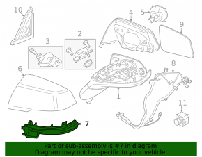 Right turn signal mirror BMW X1 U11 24-26