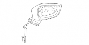 Left side mirror complete BMW 5 F10 14-16 5 pins, turn signal, heated, auto-dimming, Shadow-Line, blue, scratches