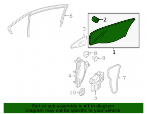 Glass door rear left VW Jetta 11-18 USA