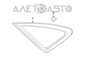 Rear right fixed glass window for Hyundai Azera 12-17 with chrome molding