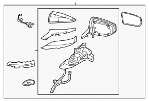 Left side mirror assembly for Lexus ES 22-25, heated, memory, turn signal, BSM, without camera