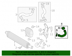 Intercooler pipe left lower Audi A4 B8 08-16 2.0T rubber