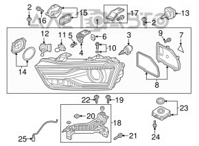 Front left headlight assembly Audi Q3 8U 16-18 xenon, polished, scratches, yellowing DRL