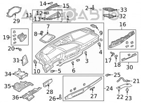 Front panel trim left Audi A4 B9 17- gray, scratches, broken fasteners