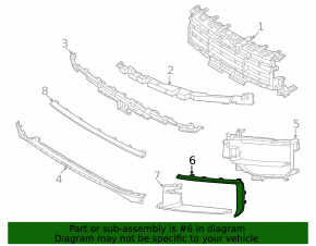 Right front bumper grille molding for Porsche Cayenne 24-26, upper, Sport, gloss black