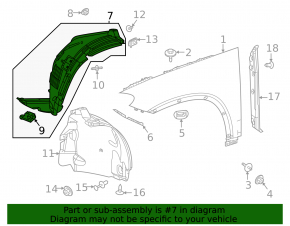 Front left fender liner Mercedes X167 GLS 450 580 20-26 front part, off road pkg