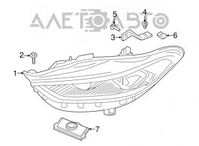 Right front headlight assembly for Ford Fusion mk5 17-20 LED, with DRL, polishable, chipped