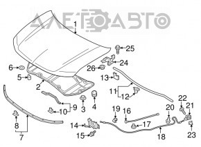 Hood hinge left Mitsubishi Outlander 14-21