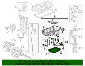 Half-tray of the internal combustion engine Chevrolet Camaro 16-23 2.0T