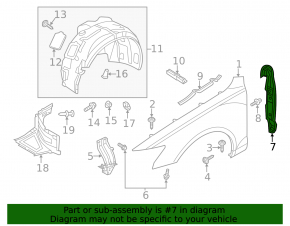 Wing seal door-wing left Audi A6 C7 12-18