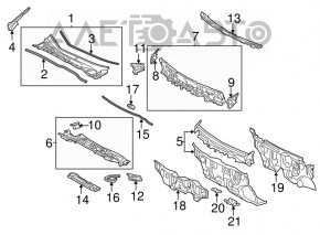 Plastic windshield wiper grille for Toyota Sienna 11-20 without plug
