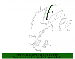 Rear left door glass guide Mitsubishi Eclipse Cross 18-24