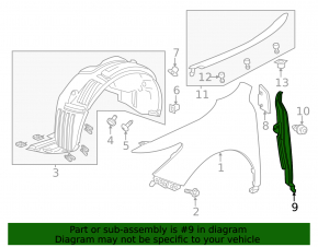 Wing seal door-wing left Acura MDX 14-20