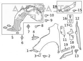 Wing seal door-wing left Acura MDX 14-20